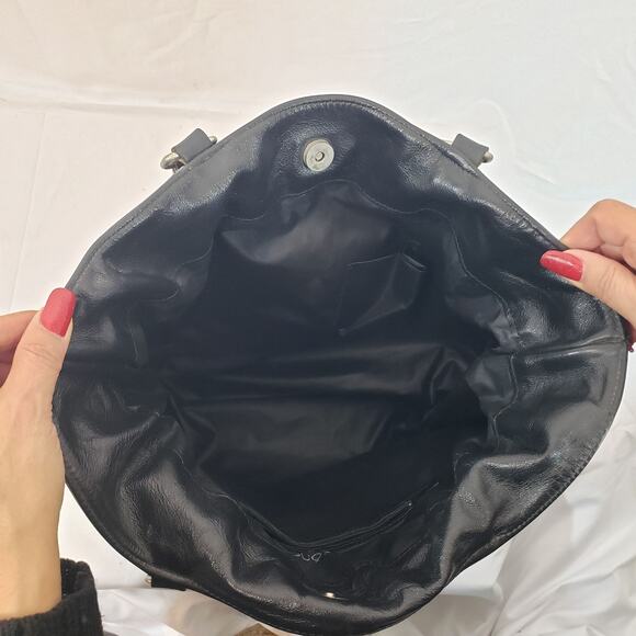 Oxone Paris VINTAGE Rose Embellished Leather Shoulder Drawstring Bucket Bag - Picture 10 of 16